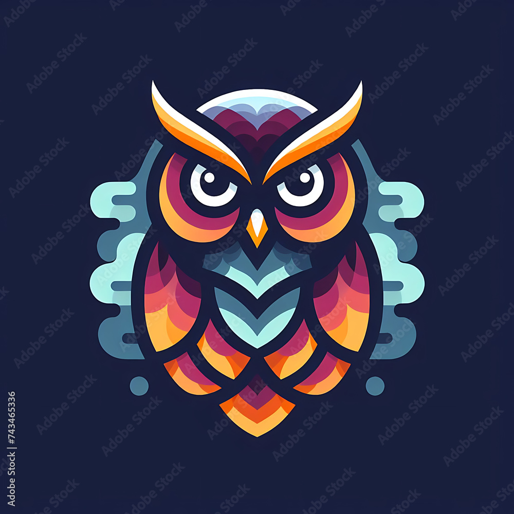 Snowy owl in arctic forest on transparent background. Arctic bird in natural habitat, Colorful Flat Design Illustration of a Stylized Owl Against a Light Background