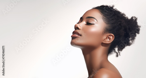 
portrait of a young African American woman on a white background