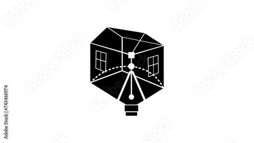 Architectural services emblem, black isolates silhouette