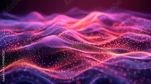 Abstract Waving Particle Technology Background Design. Abstract wave moving dots flow particles, hi-tech and big data background design for brochures