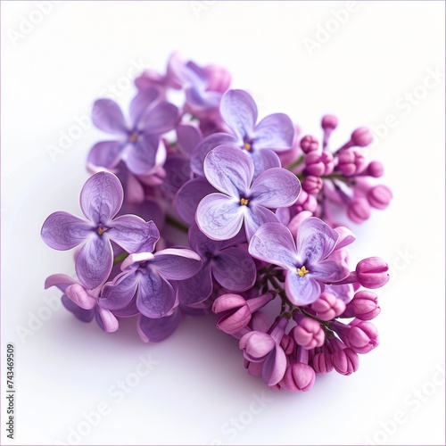 Small purple lilac flowers isolated on white background