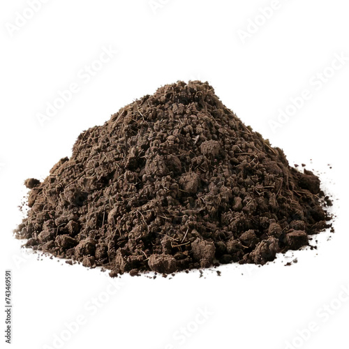 Pile of soil isolated on transparent background