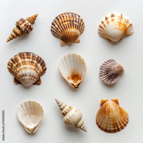 Small seashells isolated on white background