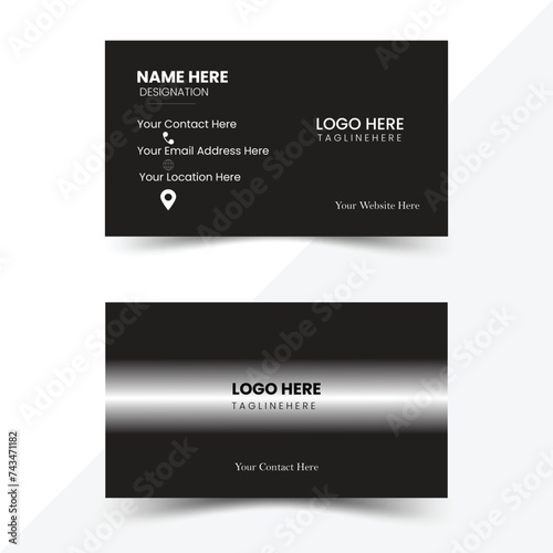 Modern black abstract business card with minimalist design. Elegant element composition design with clean. Black and white color gradient vector design.