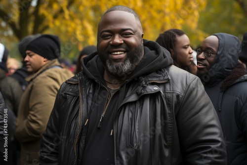 a chubby black man exercising, a healthy jogger walking in a city park