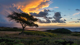 South Point at sunset, Big Island, Hawaii, USA.