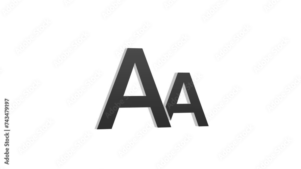 3d black font icon rotated loopable animation white background 3d black font icon rotated loopable animation white background