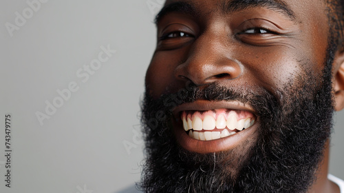 African man with white teeth on isolated background photo