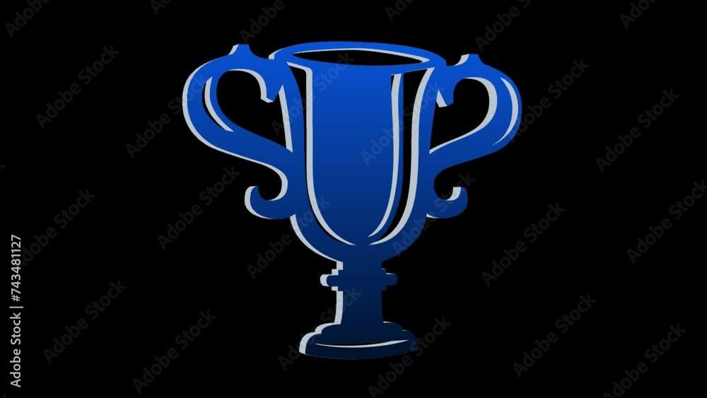 3d blue trophy icon rotated animation loopable black background 3d blue trophy icon rotated animation loopable black background
