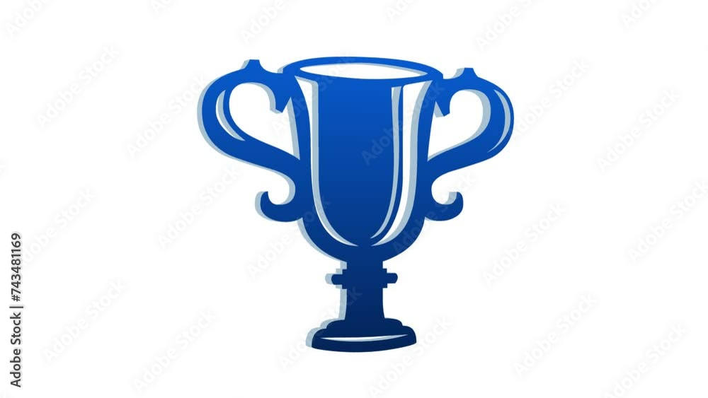 3d blue trophy icon rotated animation loopable white background 3d blue trophy icon rotated animation loopable white background