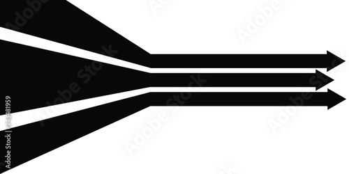 Black on white abstract perspective line stripes with dimensional effect isolated on white background.