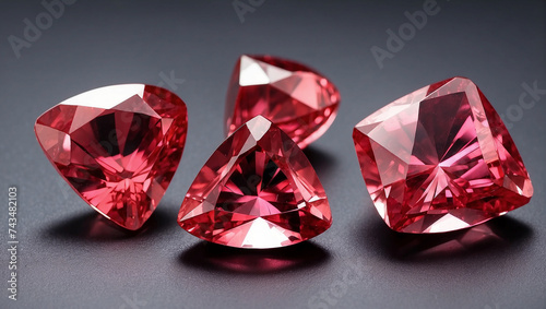 set of red diamonds set of ruby gemstones isolated