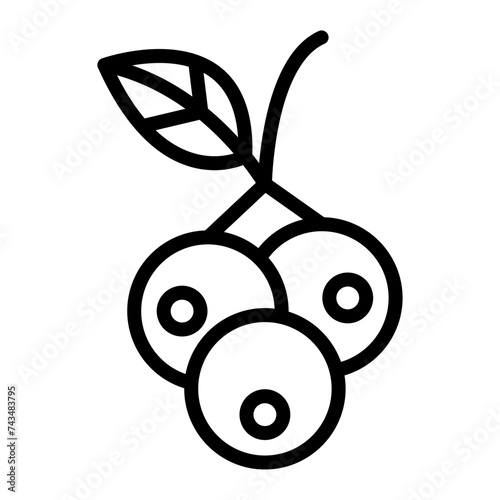 Blueberries Vector Line Icon Design