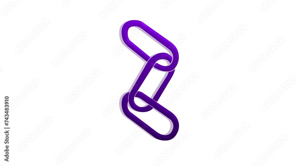 3d purple chain icon rotated animation loopable white background 3d purple chain icon rotated animation loopable white background