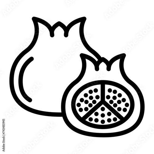 Pomegranate Vector Line Icon Design