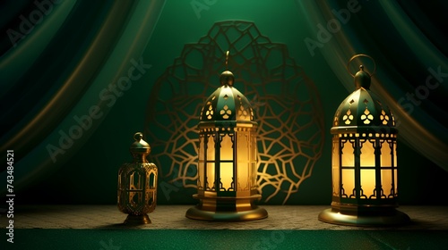 Lanterns in Arabic style. 3D rendering
