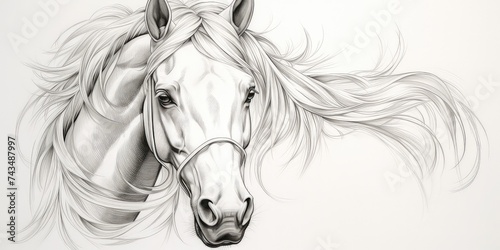 hand-drawn horse outline  showcasing the majestic form of this noble creature. Every line is sketched with care  capturing the grace and strength of the equine. It s a simple yet powerful 