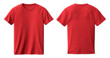 front and back view of plain red t-shirt template mockup, generative ai