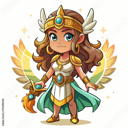 Artemis, cute God, real print Style, Full body, white background