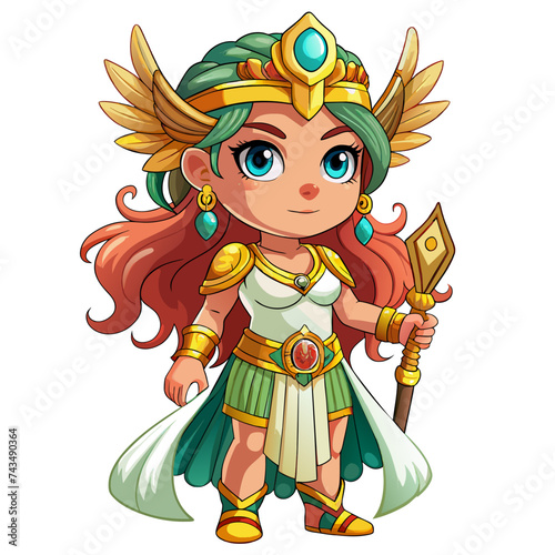 Artemis, cute God, real print Style, Full body, white background