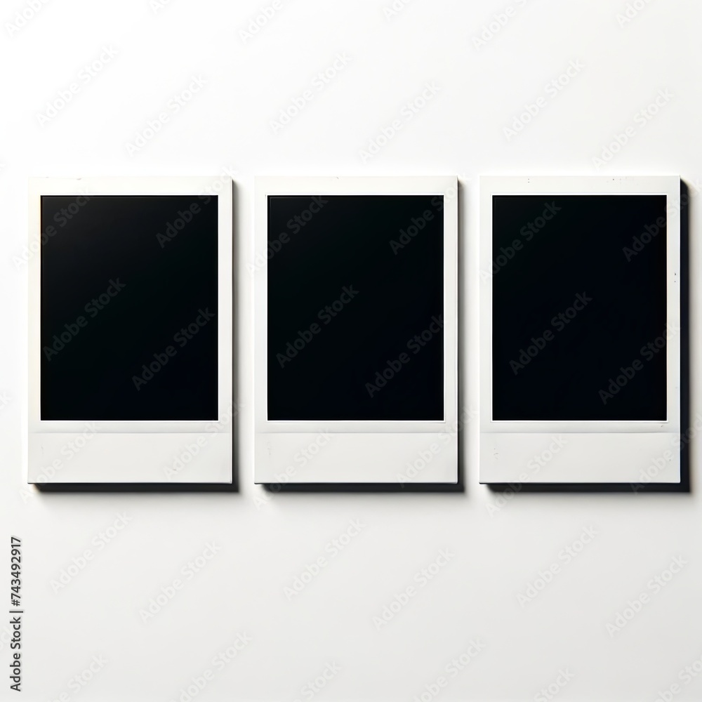 Trio of Blank Instant Polaroid Photos on a Pristine White Background Awaiting Memories Trio of Blank Instant Polaroid Photos on a Pristine White Background Awaiting Memories
