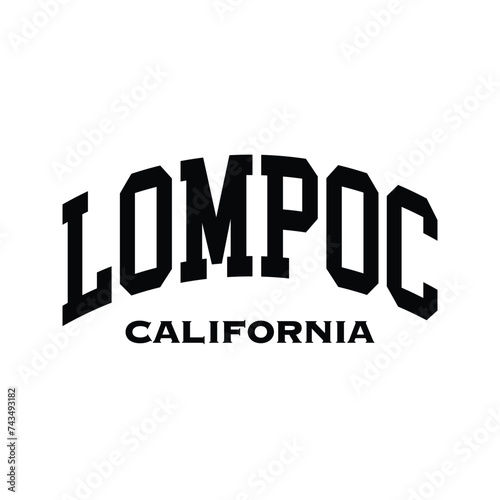 Lompoc text effect vector. Editable college t-shirt design printable text effect vector photo