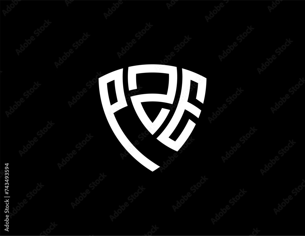 PZE creative letter shield logo design vector icon illustration PZE creative letter shield logo design vector icon illustration