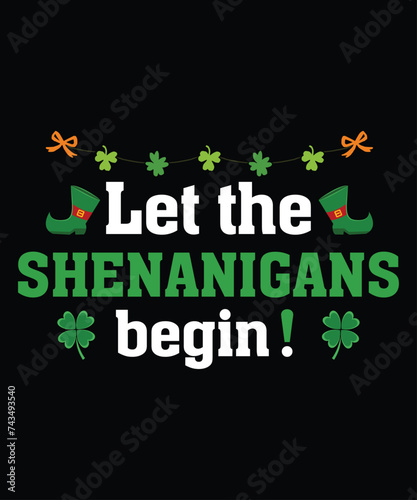 Women St Patrick s Day Shirts Let The Shenanigans Begin Shirt Lucky T-Shirt Shamrock Tee Funny Sayings Shirt 