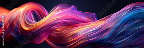 colorful curves wavy on a black background, rainbow wavy background