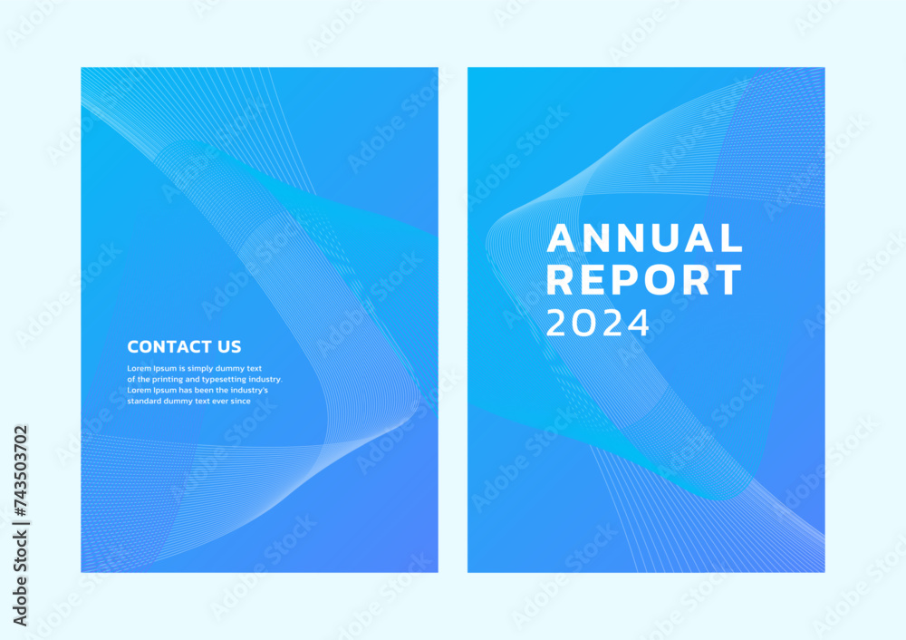 Template Annual Report Cover design with Abstract curved lines background illustration style concept. Cover design template for business book, Corporate presentation, infographic, A4 layout, poster.