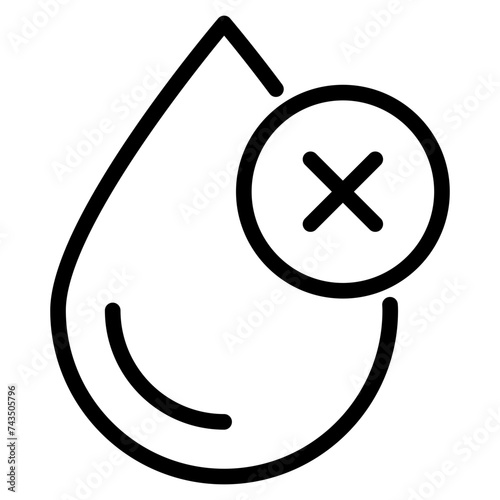 no water, Do not drink water, not clean water, water drop with ban cross mark.