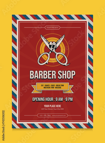 Retro Barbershop Promotion Design Poster. Suitable For Promotion Poster