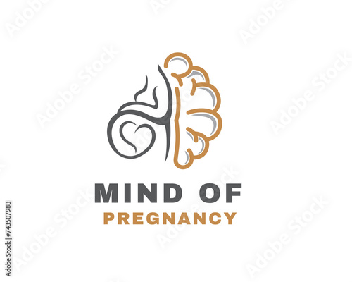 mind of pregnancy with brain and women logo symbol design template illustration inspiration