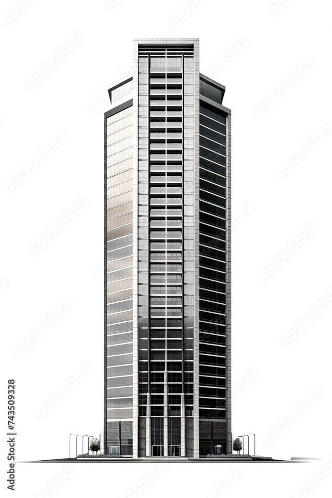 beautiful skyscraper isolated on white background, realistic PNG object beautiful skyscraper isolated on white background, realistic PNG object