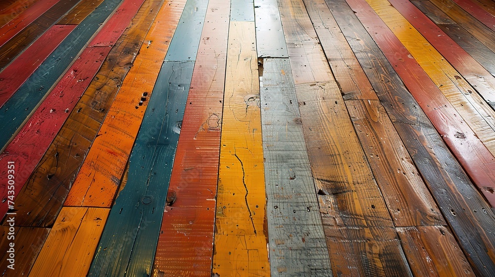 Colorful Wooden Plank and wood floor - obrazy, fototapety, plakaty 