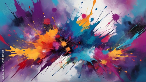 Abstract paint splatters background photo