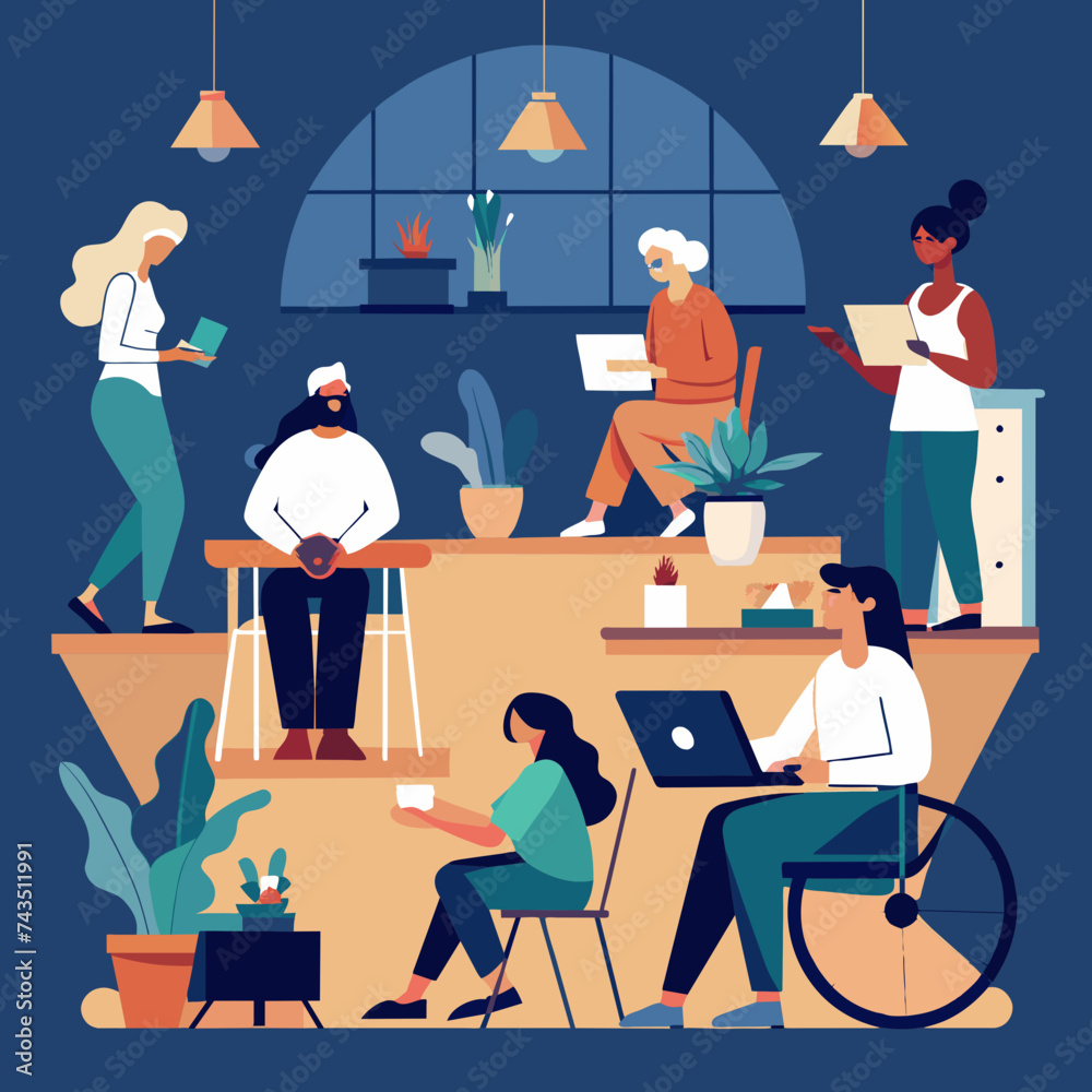 Accessible diversity-themed workshops illustrated. vektor illustation Accessible diversity-themed workshops illustrated. vektor illustation