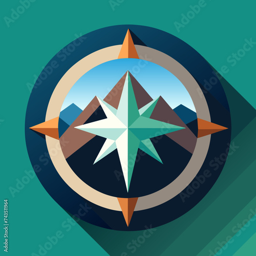A minimalist vector design of a compass rose, symbolizing direction and strategy. vektor illustation