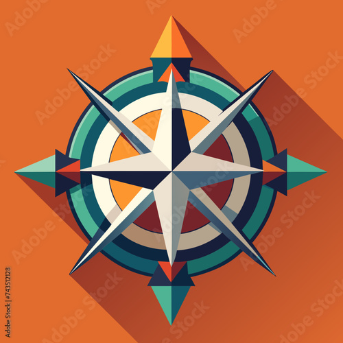 A stylized vector image of a compass rose with arrows pointing in different directions. vektor illustation