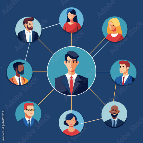Employee support network showcased in visual form. vektor illustation