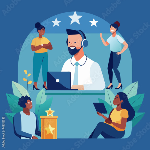 Inclusive customer service practices depicted. vektor illustation