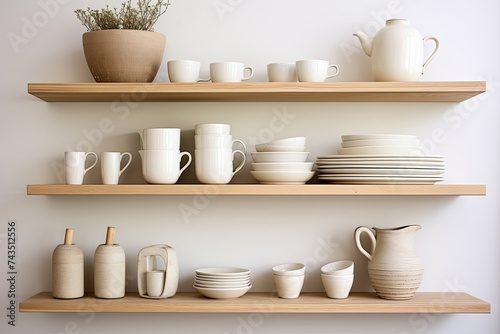 Minimalist Serenity: Open Shelving Kitchen Decor Ideas for Serene Coffee Mug Collections