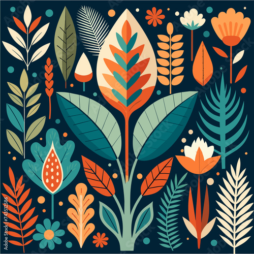 Intricate patterns inspired by the natural world  like leaves and flowers. vektor illustation