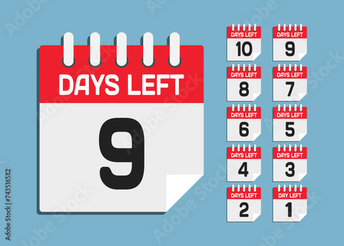 Countdown daily page calendar icon - 9 days left