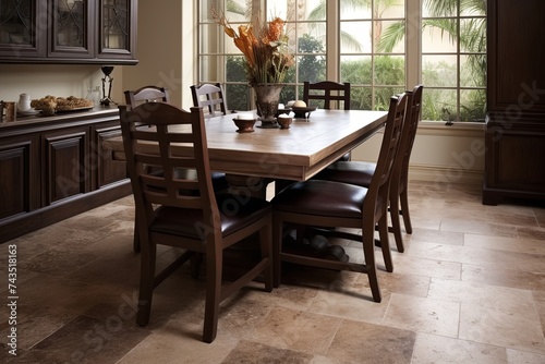 Travertine Tile Flooring Ideas  Roomy Dining Room Slab Table Inspiration