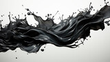 Trendy black expressive splash. Abstract 3d style, inspired by acrylic art and waves energy. Luxury abstract background and wallpaper. Place for text. Composition for cover, design, presentation