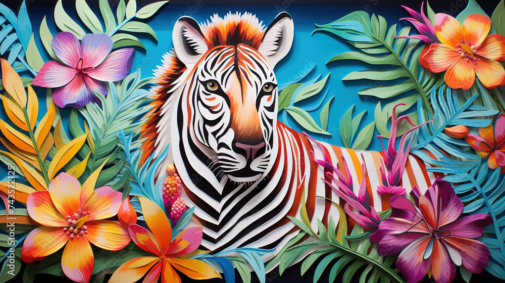 Tropical paradise collage - zebra