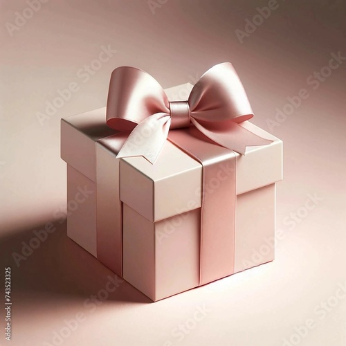 Chic Pale Pink Gift Box with Silky Ribbon on Soft Background