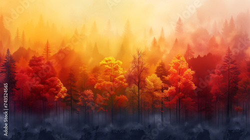 Autumn Forest Palette  Gradient of Forest Colors from Vibrant Yellows and Oranges to Deep Reds