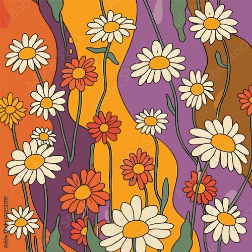 Daisy flowers hand-drawn vector illustration.